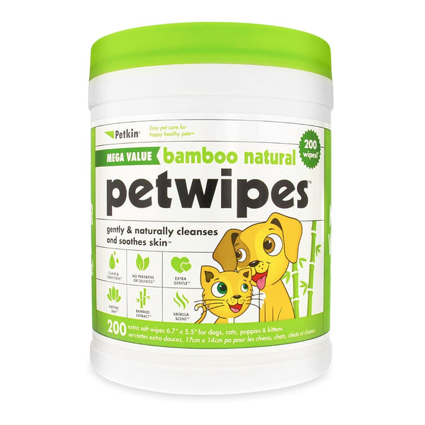 Petkin Mega Value Bamboo Pet Wipes – 200ct