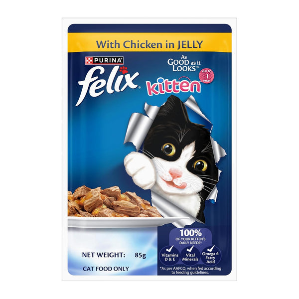 Felix Chicken in Jelly Complete & Balanced Kitten Cat Wet Food (Pack of 6)