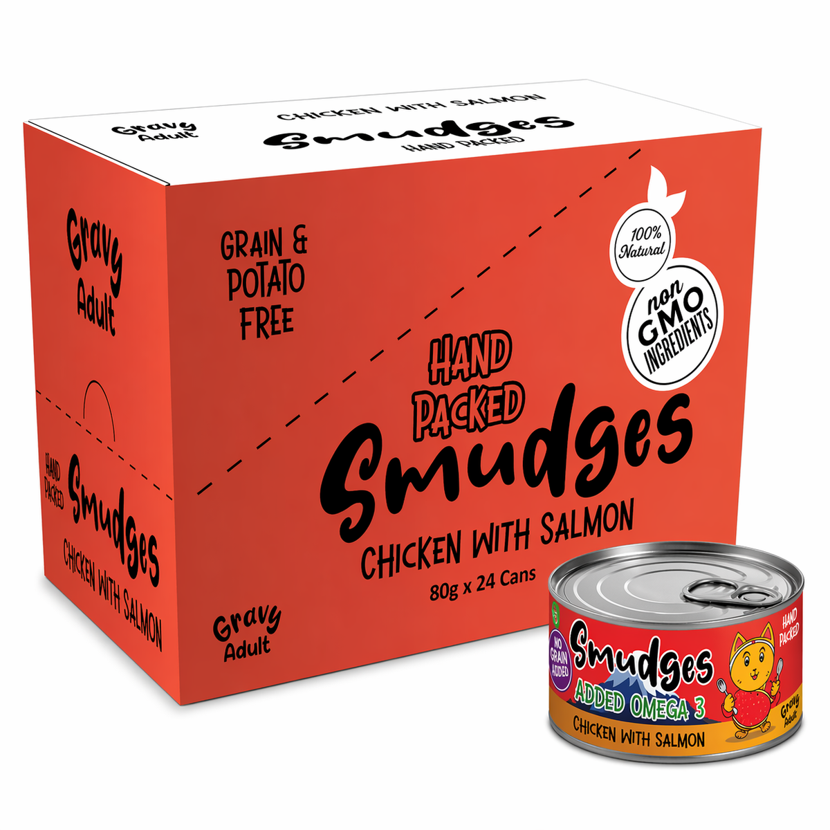 Smudges Adult Cat Chicken With Salmon In Gravy 80g