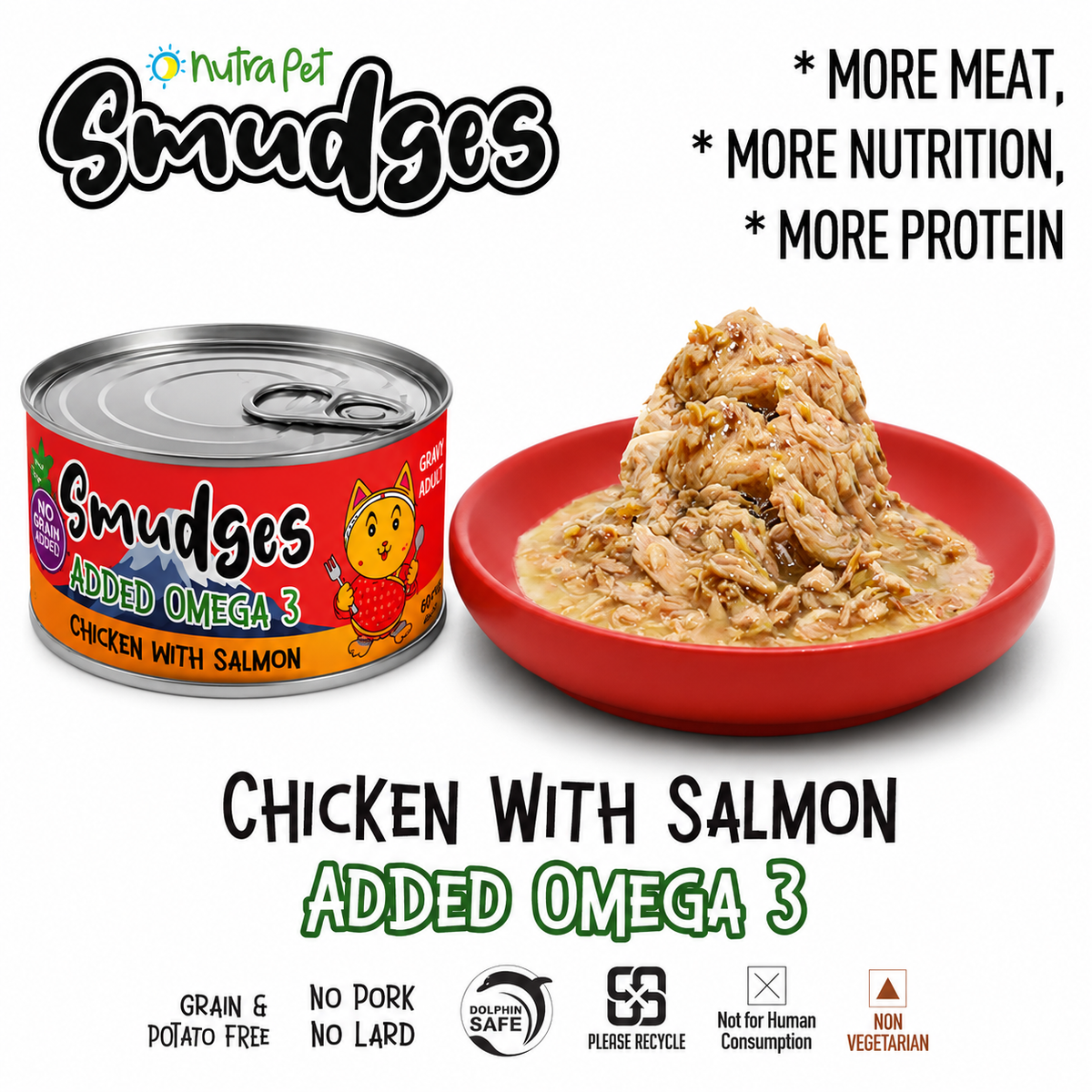 Smudges Adult Cat Chicken With Salmon In Gravy 80g