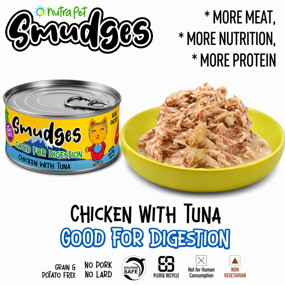 Smudges Adult Cat Chicken Flakes With Tuna In Soft Jelly 80g