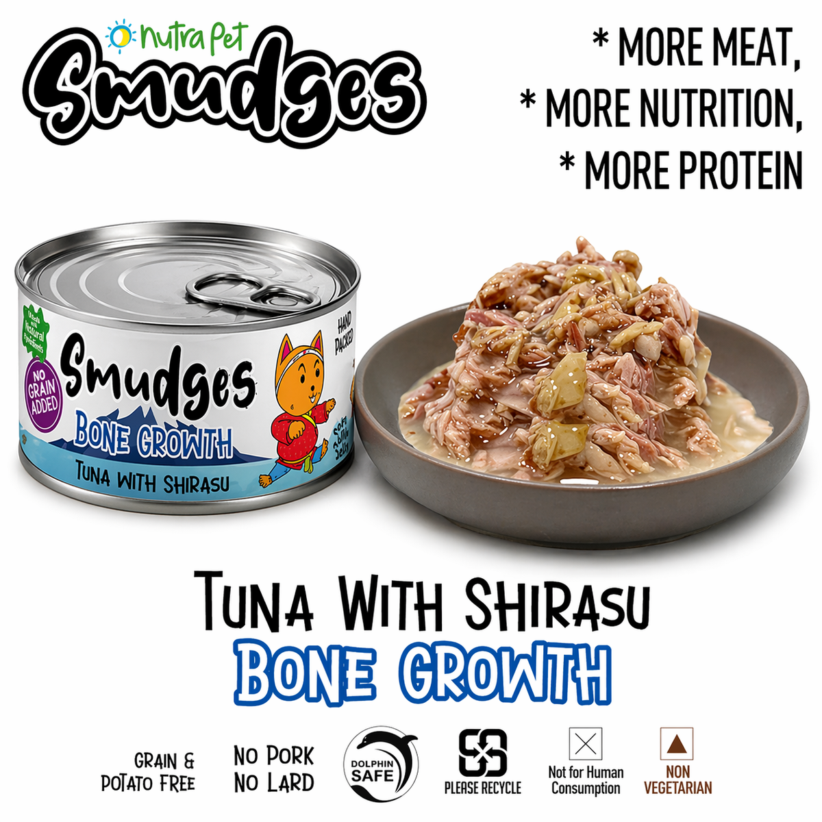 Smudges Adult Cat Tuna Flakes With Shirasu in Soft Jelly 80g