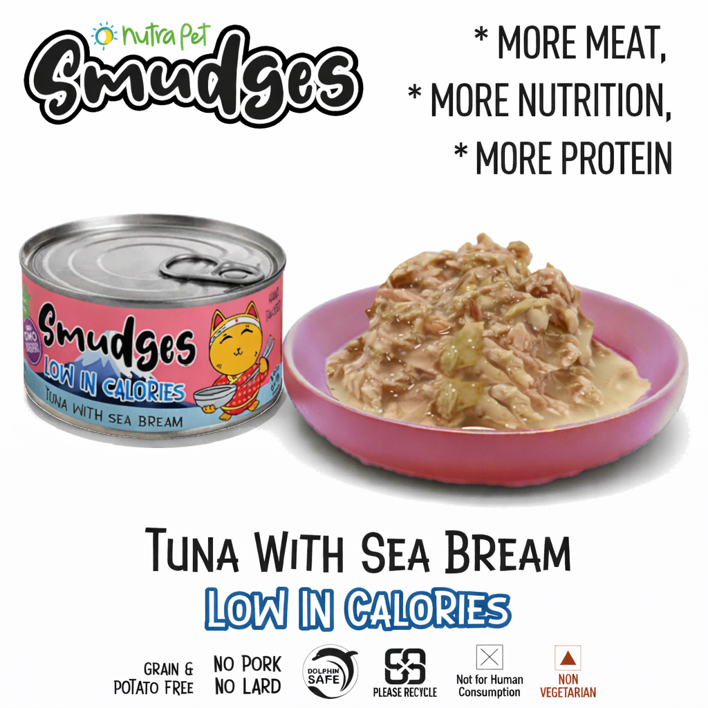 Smudges Adult Cat Tuna Flakes With Sea Bream in Soft Jelly 80g