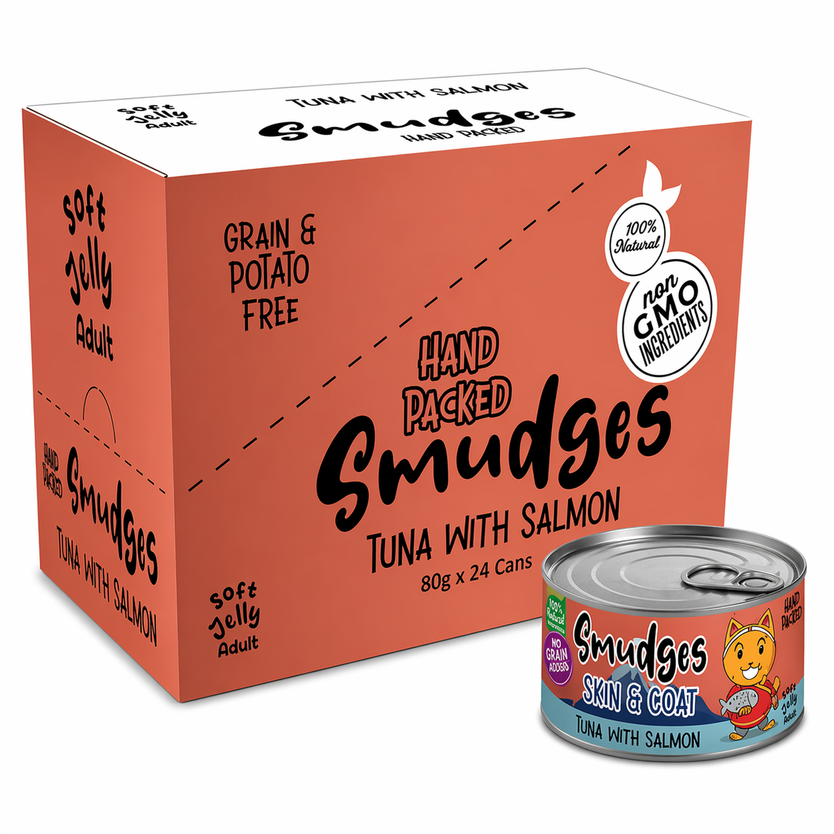 Smudges Adult Cat Tuna Flakes With Salmon in Soft Jelly 80g