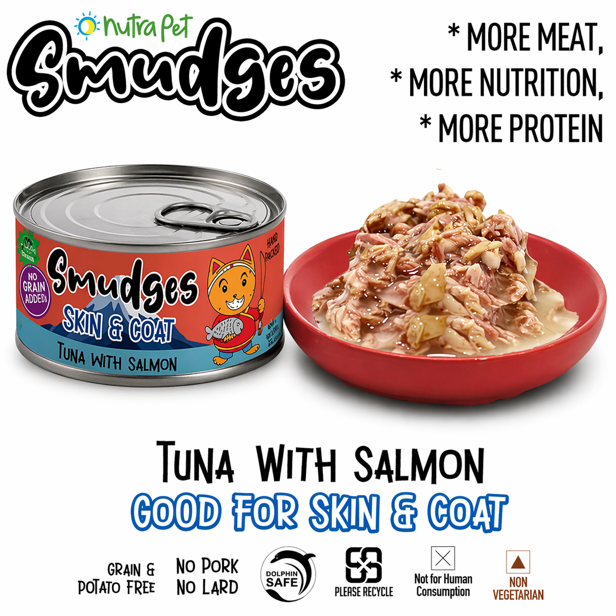 Smudges Adult Cat Tuna Flakes With Salmon in Soft Jelly 80g