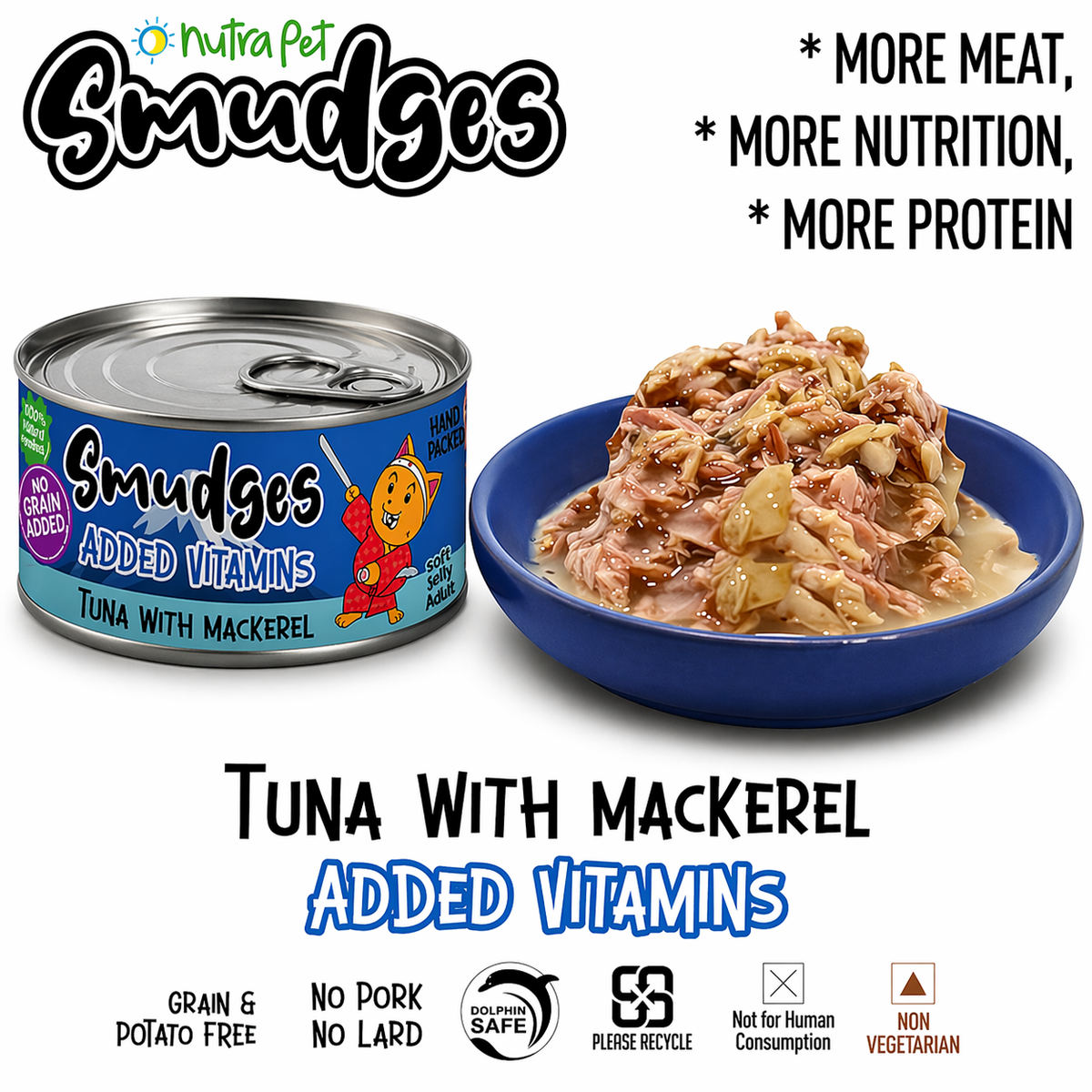 Smudges Adult Cat Tuna Flakes With Mackerel in Soft Jelly 80g