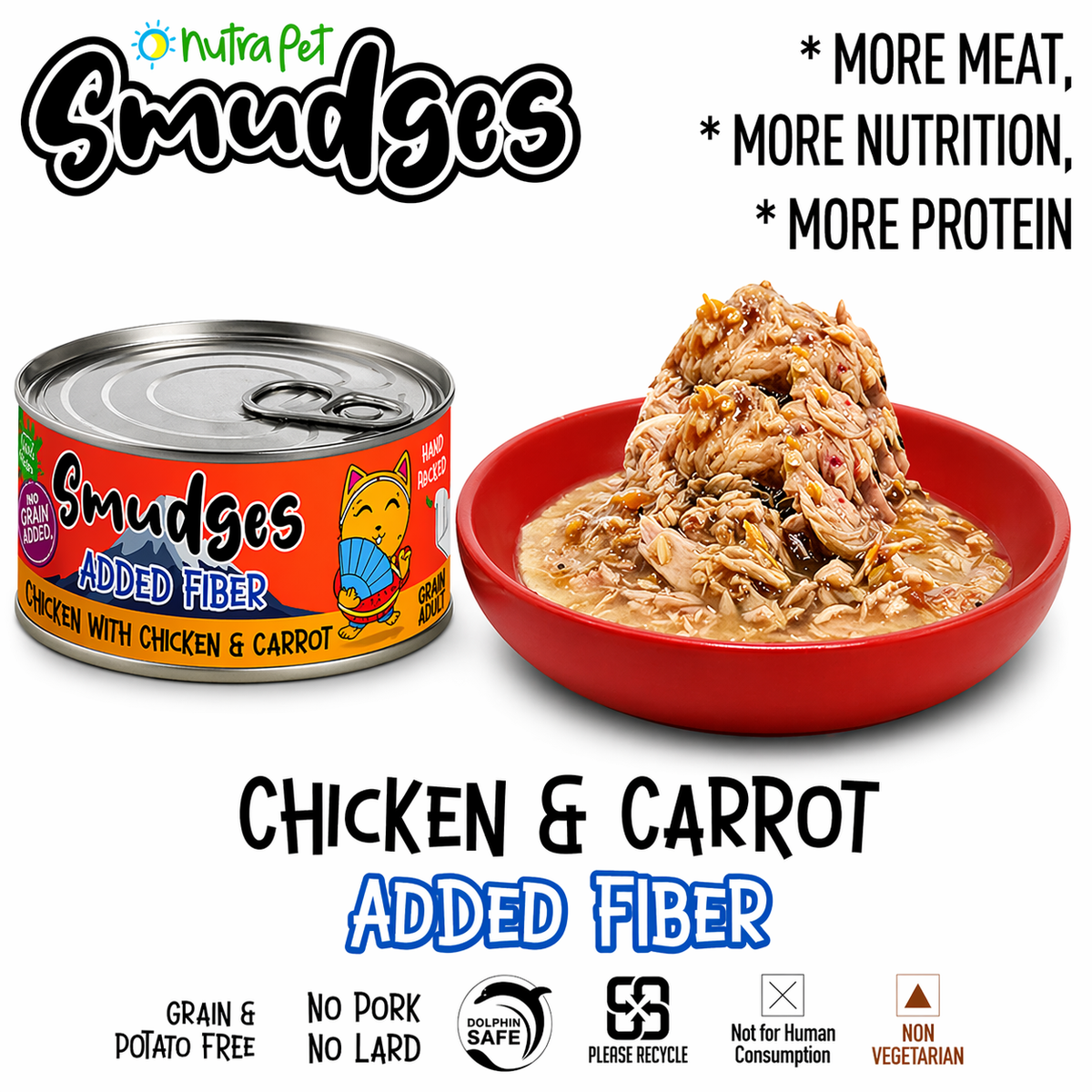 Smudges Adult Cat Tuna Flakes With Chicken & Carrot in Gravy 80g