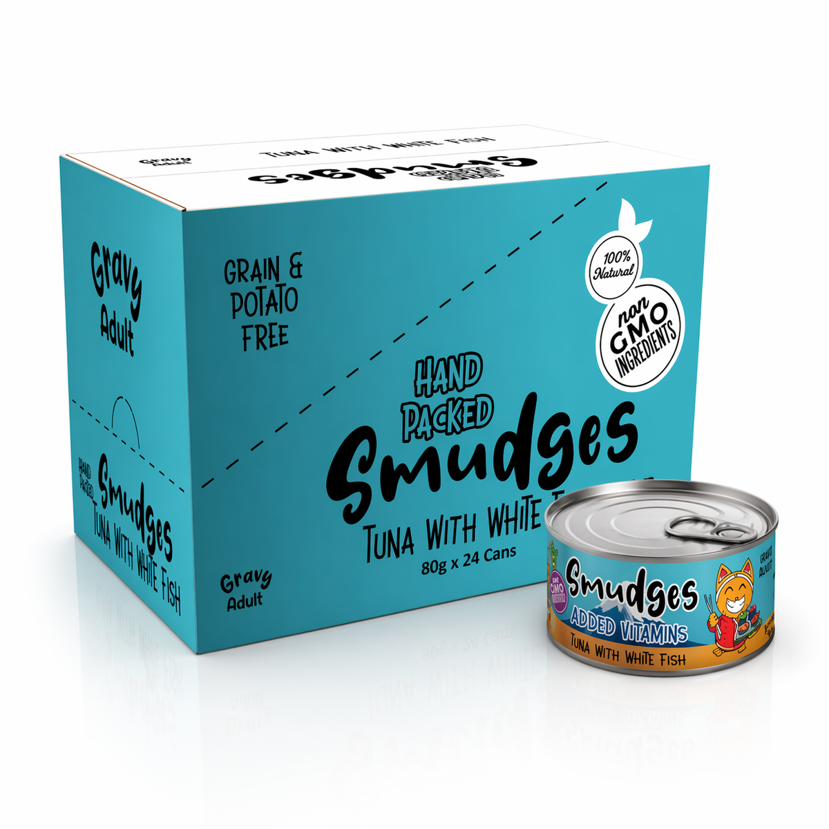 Smudges Adult Cat Wet Food – Tuna with White Fish in Gravy 80g