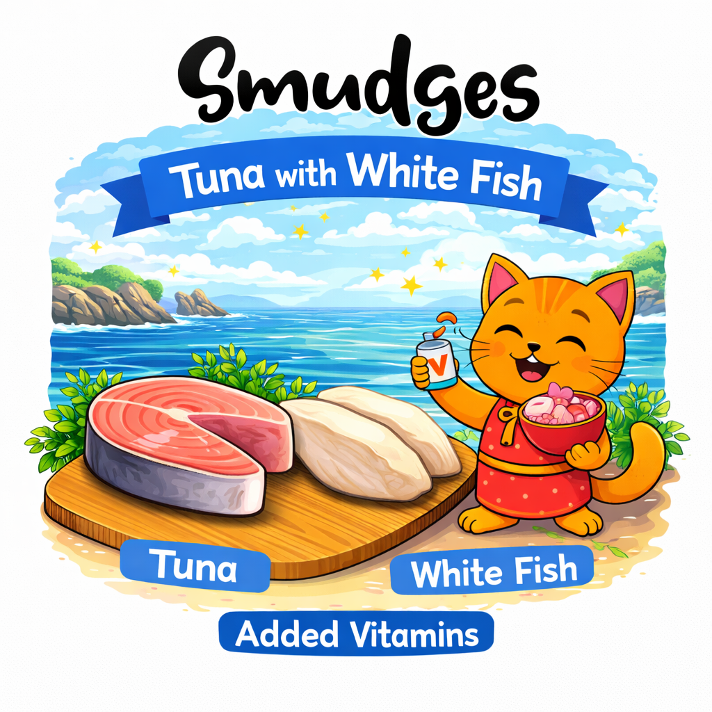 Smudges Adult Cat Wet Food – Tuna with White Fish in Gravy 80g