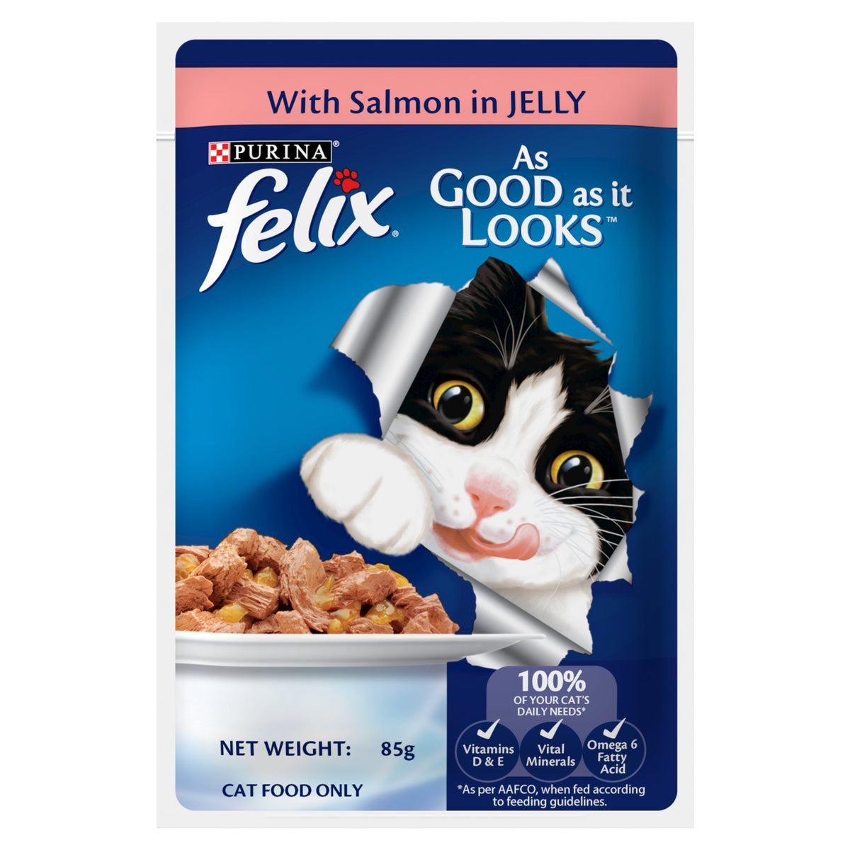 Felix Salmon in Jelly Complete & Balanced Adult Cat Wet Food (Pack of 6)