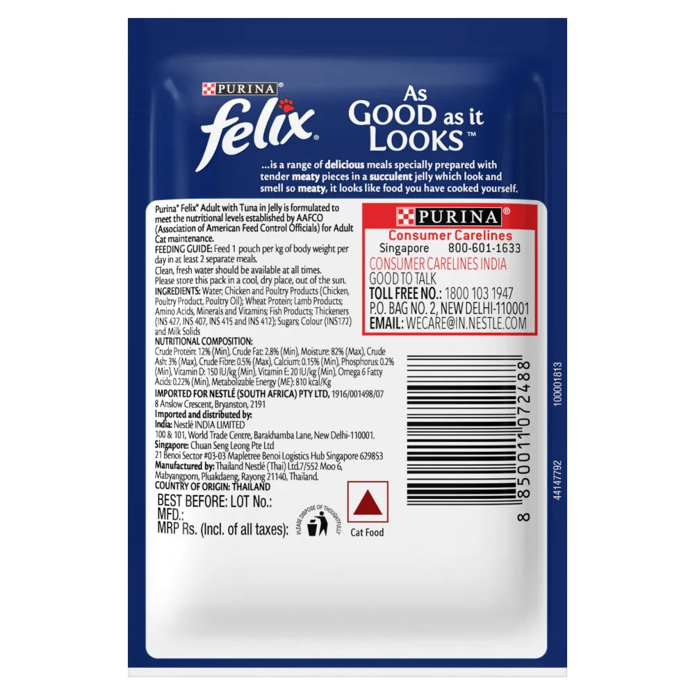 Felix Tuna in Jelly Complete & Balanced Adult Cat Wet Food (Pack of 24)