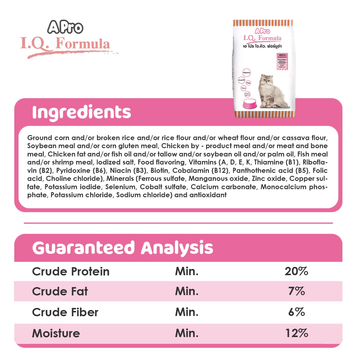 Smart Heart A-Pro I.Q. Formula Adult Dry Cat Food 20kg