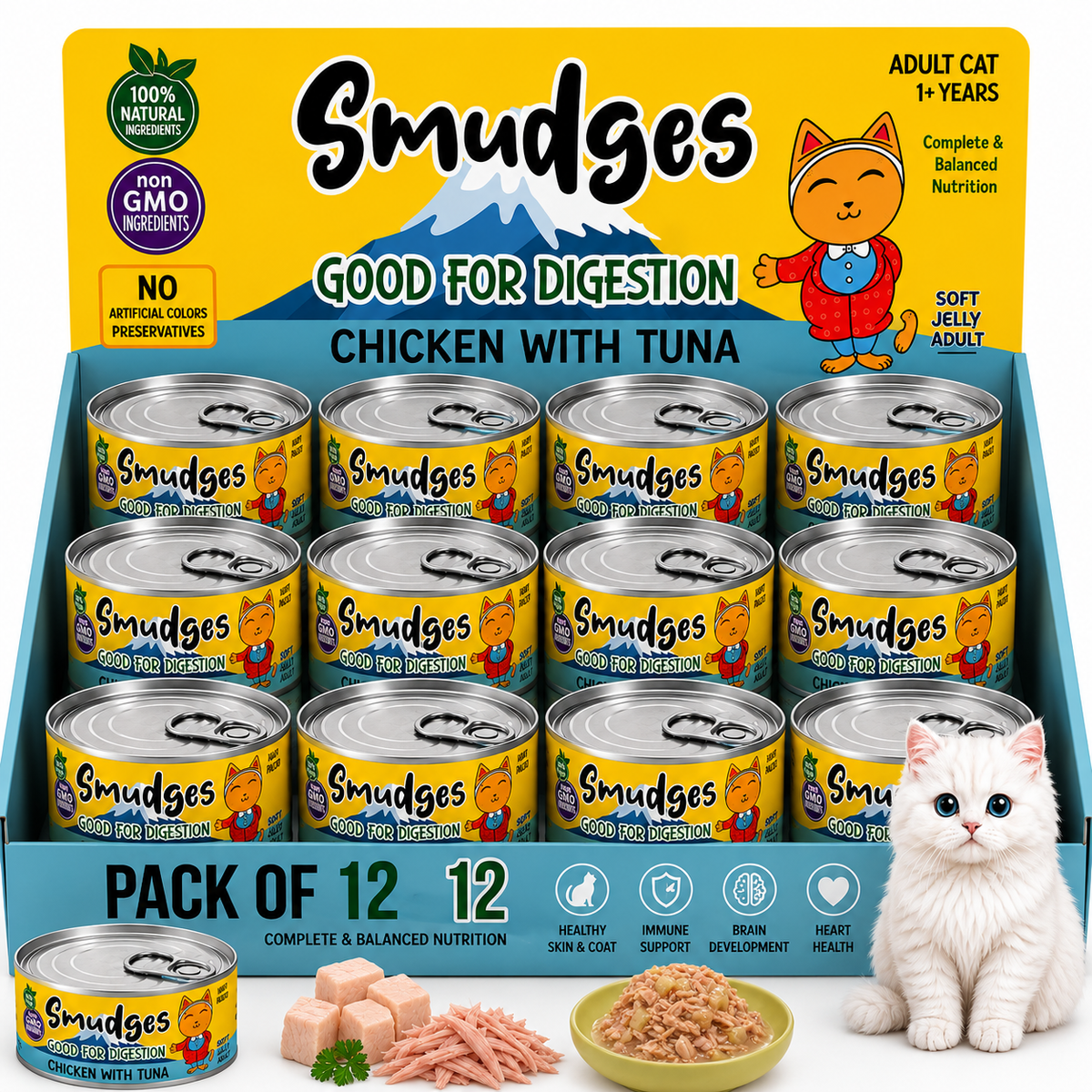 Smudges Adult Cat Chicken Flakes With Tuna In Soft Jelly 80g