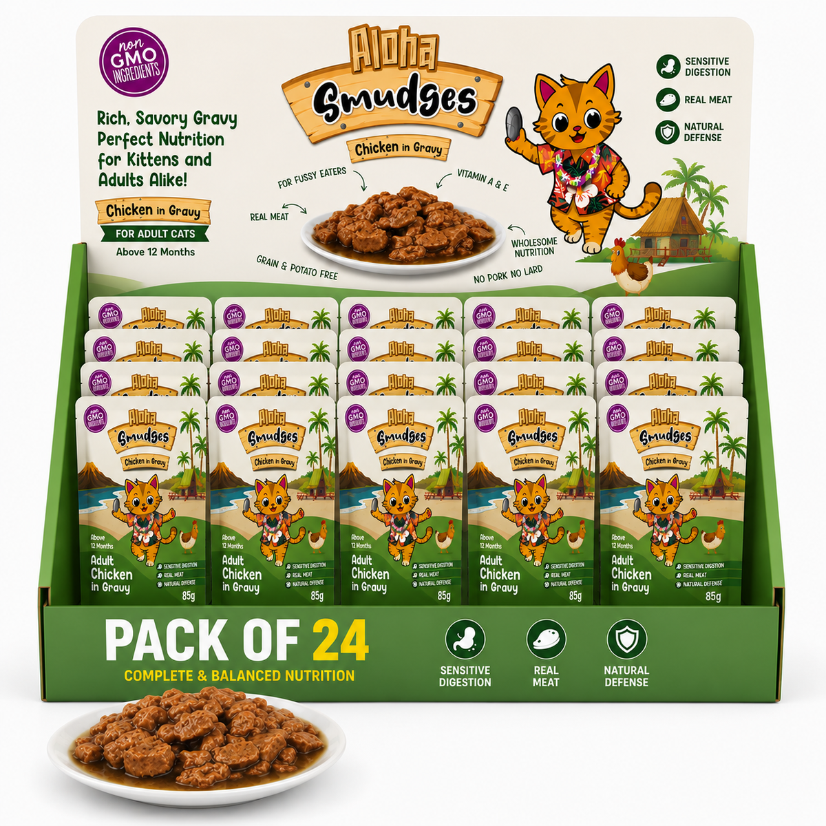 Aloha Smudges Chicken Adult Cat Wet Food in Gravy 85g Pouch