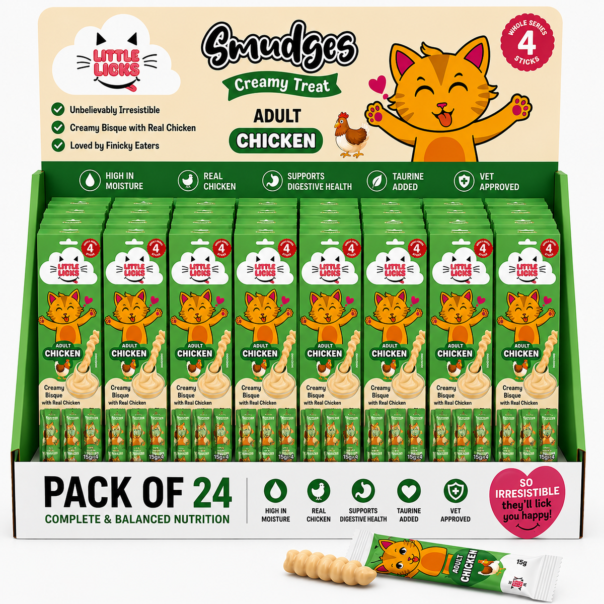 Smudges Little Licks Chicken Creamy Bisque Treats for Adult Cat 4 x 15g