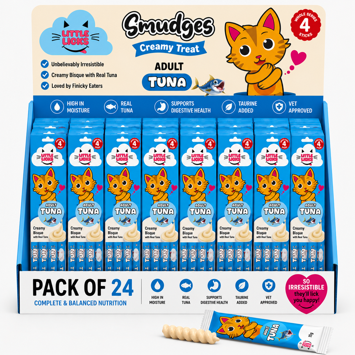 Smudges Little Licks Tuna Creamy Bisque Treats for Adult Cat 4 x 15g