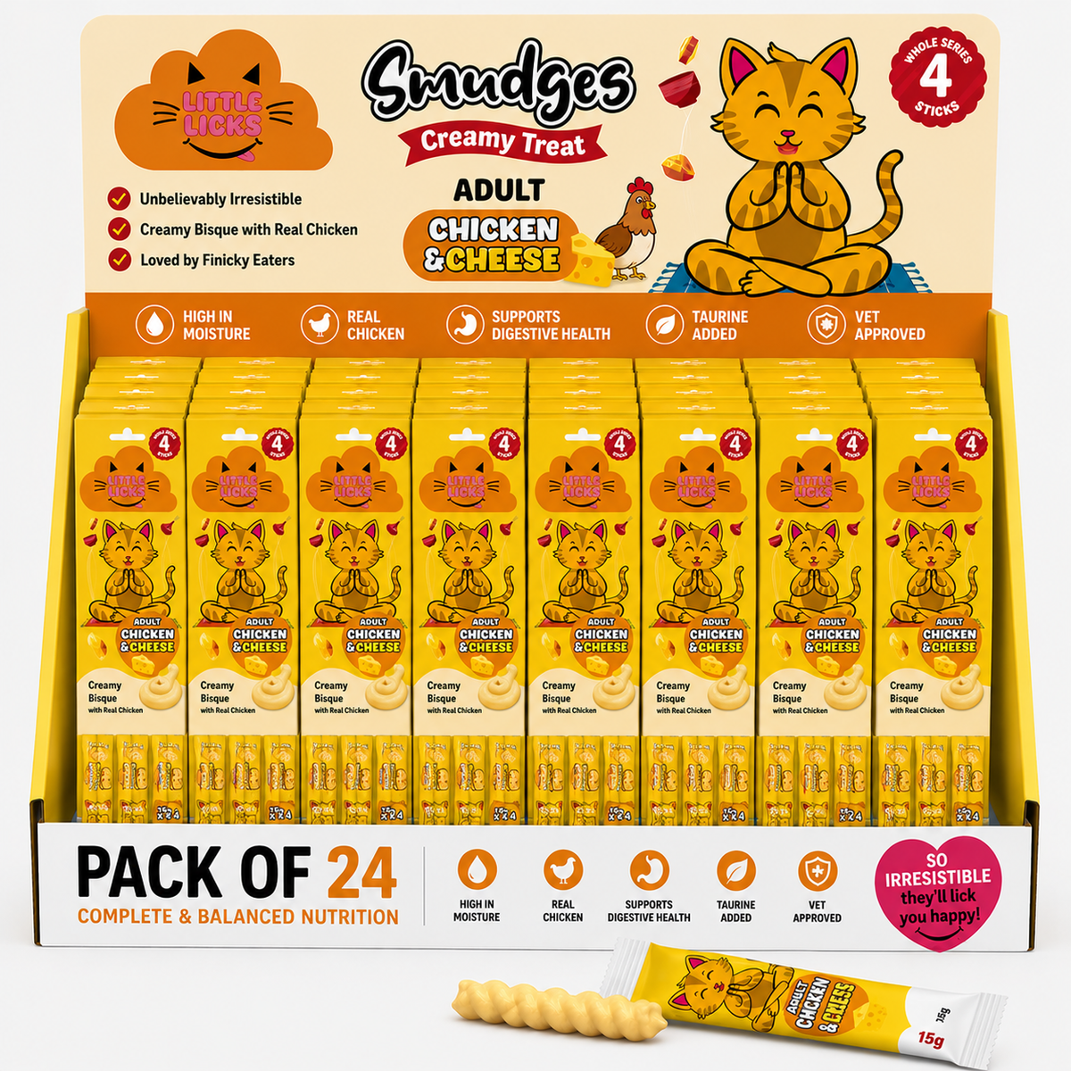 Smudges Little Licks Chicken & Cheese Creamy Bisque Treats for Adult Cat 4 x 15g