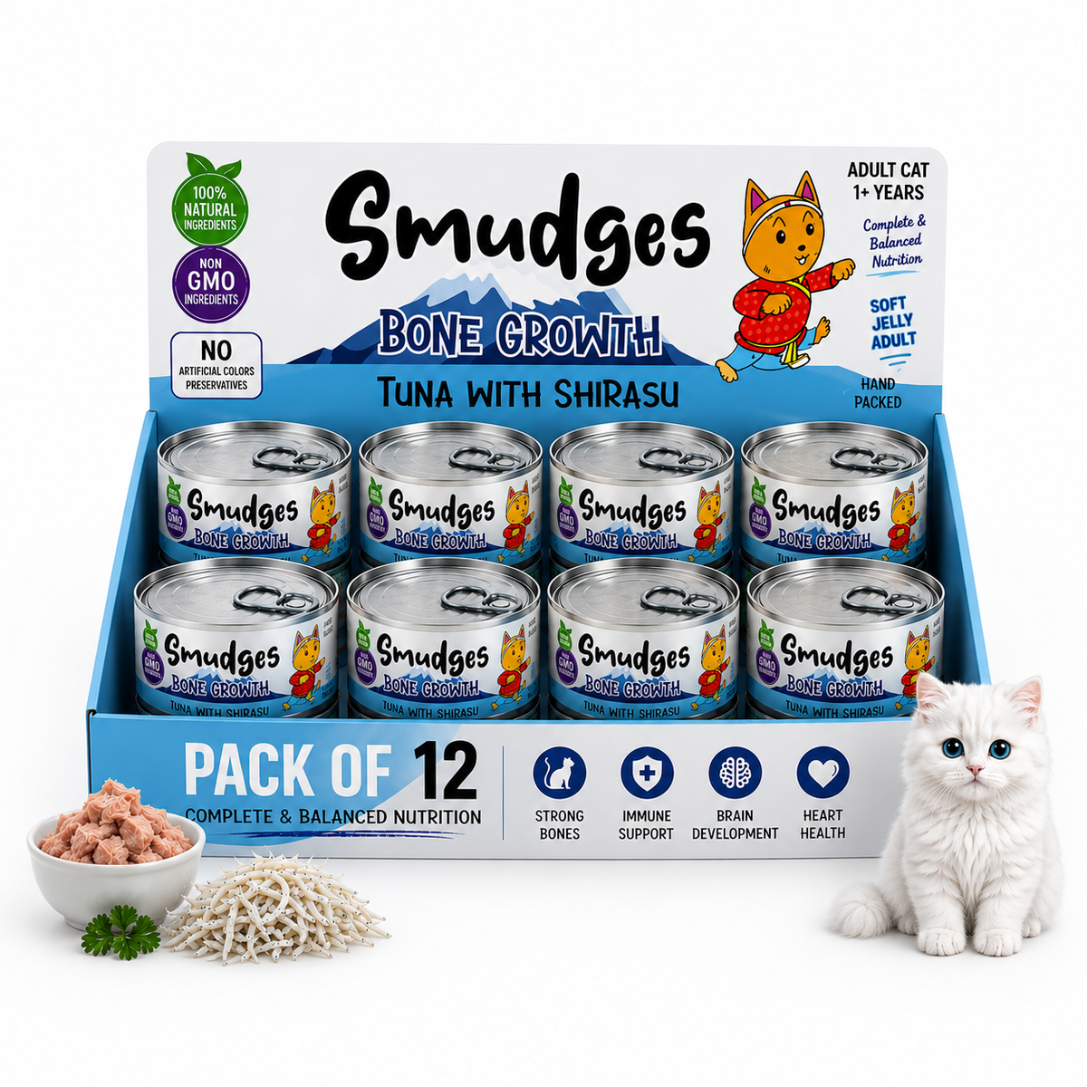 Smudges Adult Cat Tuna Flakes With Shirasu in Soft Jelly 80g