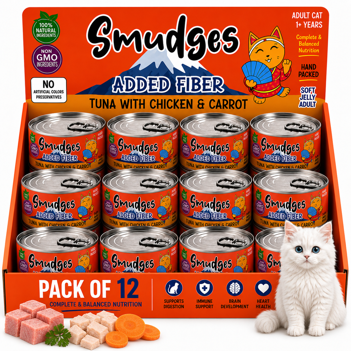 Smudges Adult Cat Tuna Flakes With Chicken & Carrot in Gravy 80g