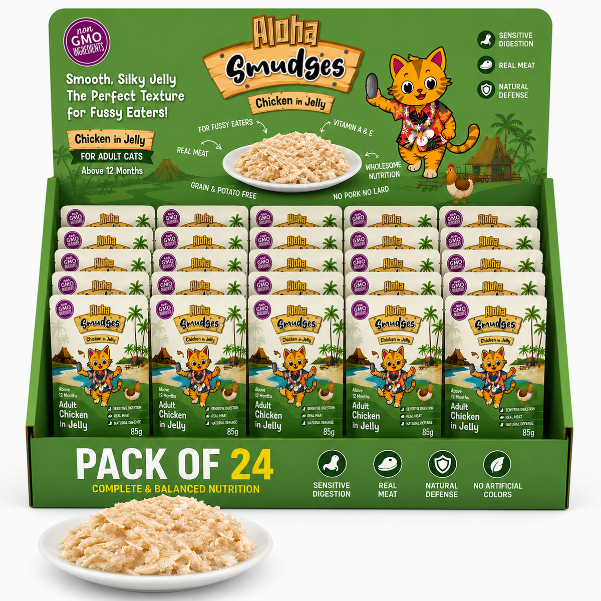 Aloha Smudges Chicken Adult Cat wet food in Jelly 85g Pouch