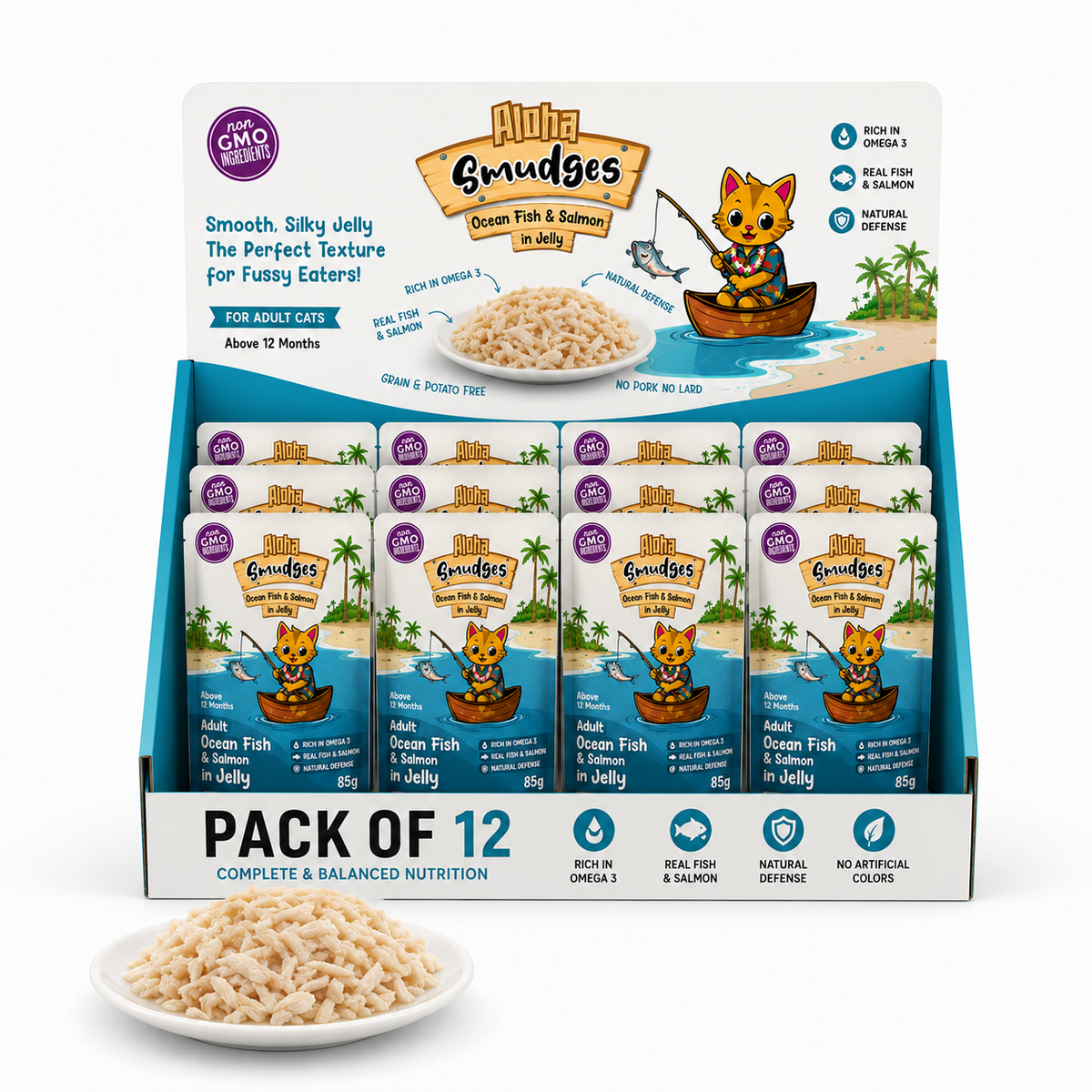Aloha Smudges Ocean Fish & Salmon Adult Cat wet food in Jelly 85g Pouch