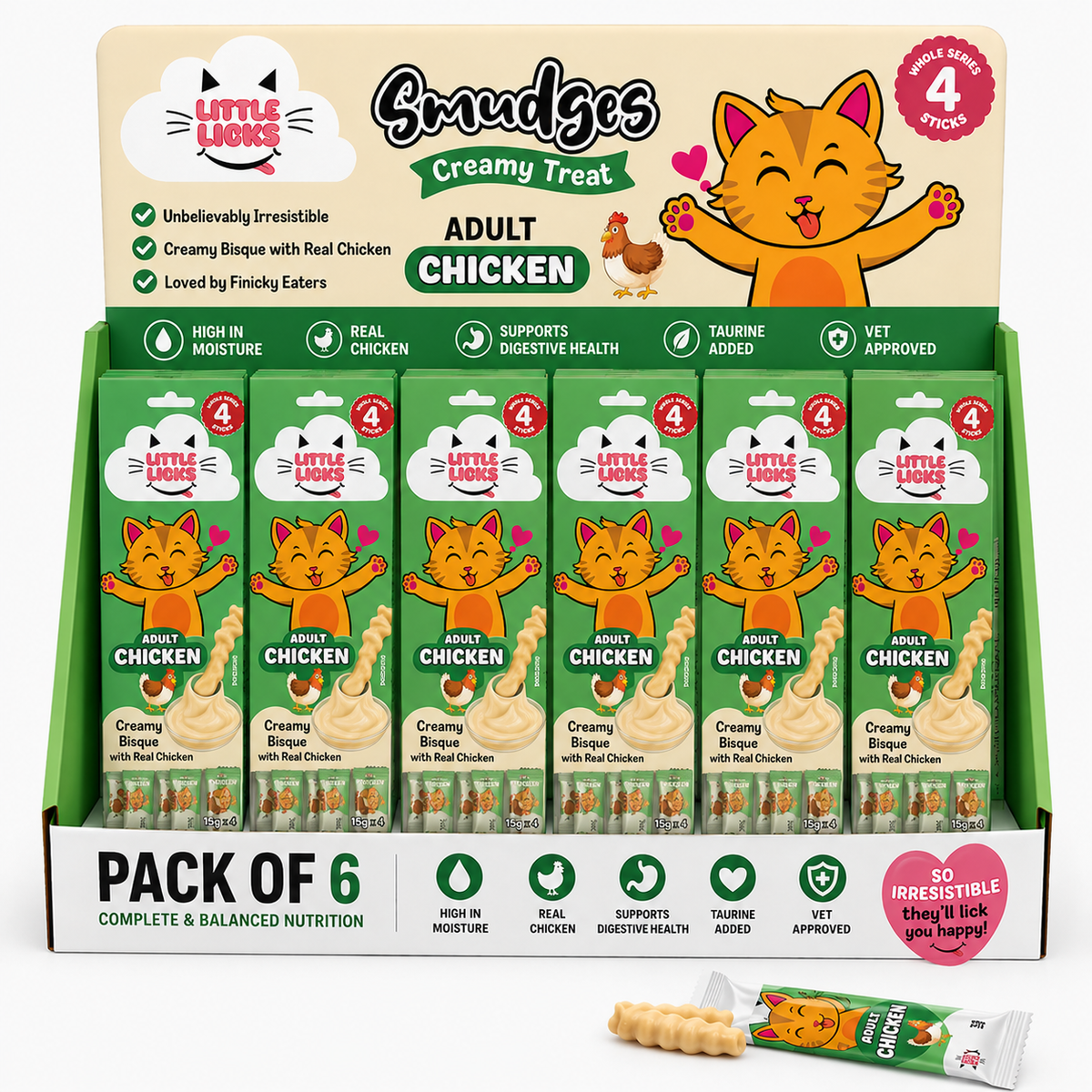 Smudges Little Licks Chicken Creamy Bisque Treats for Adult Cat 4 x 15g