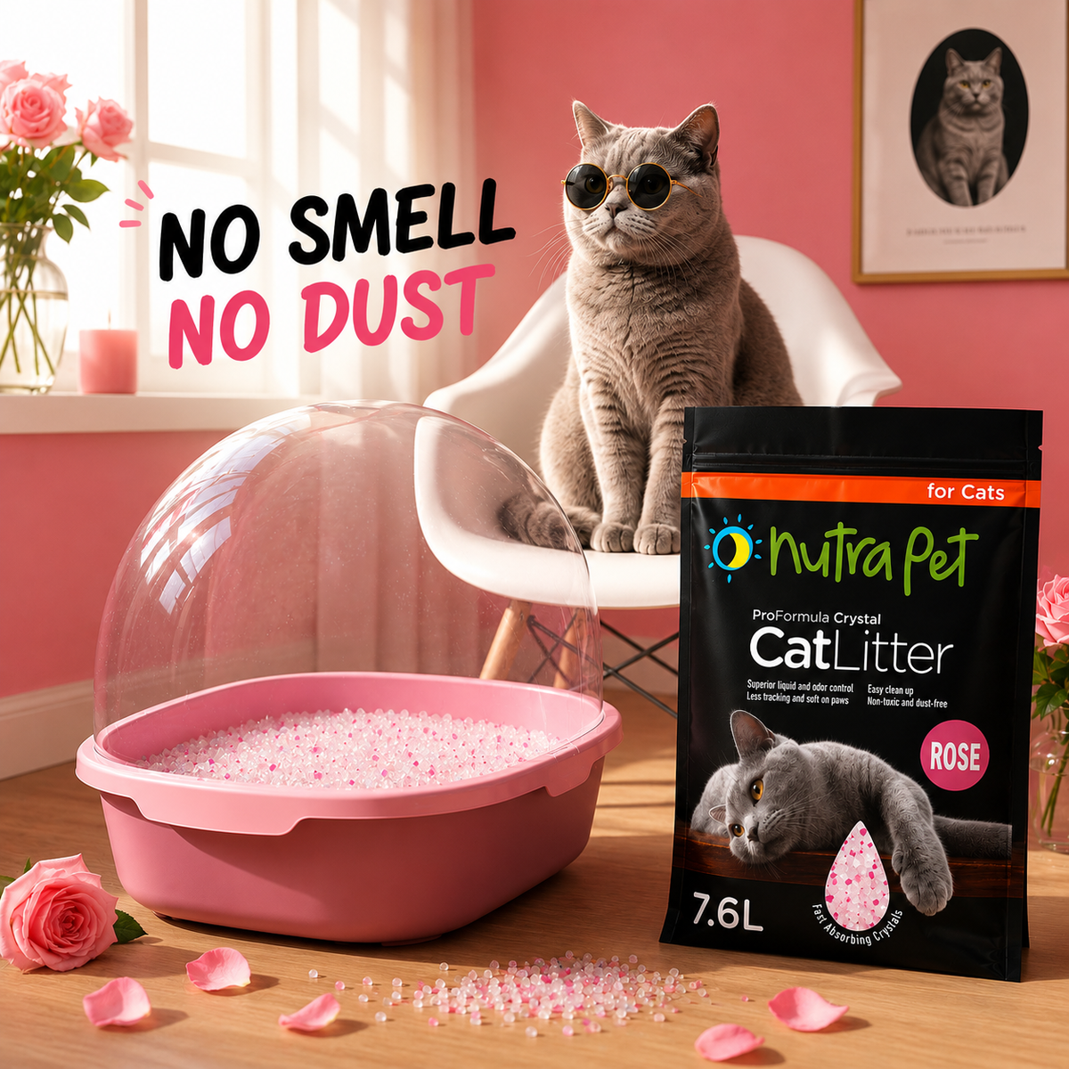Nutrapet Cat Litter Silica Gel 7.6L- Rose Scent
