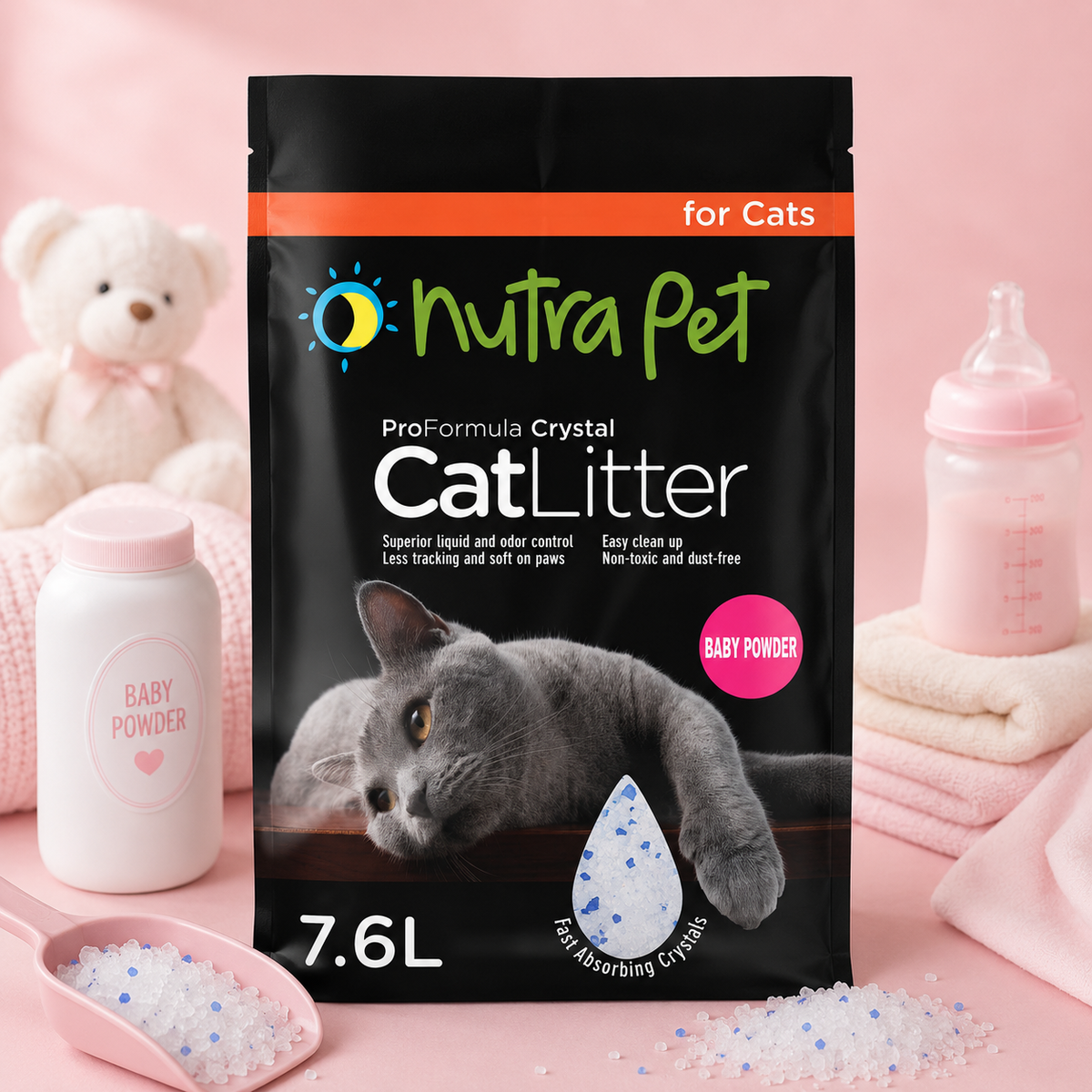 Nutrapet Cat Litter Silica Gel 7.6L- Baby Powder Scent