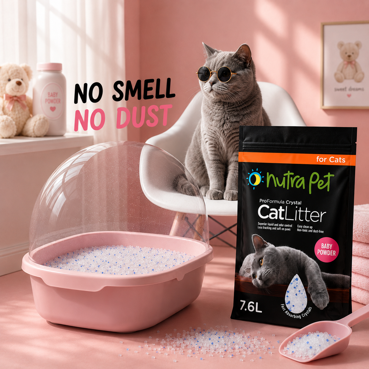 Nutrapet Cat Litter Silica Gel 7.6L- Baby Powder Scent