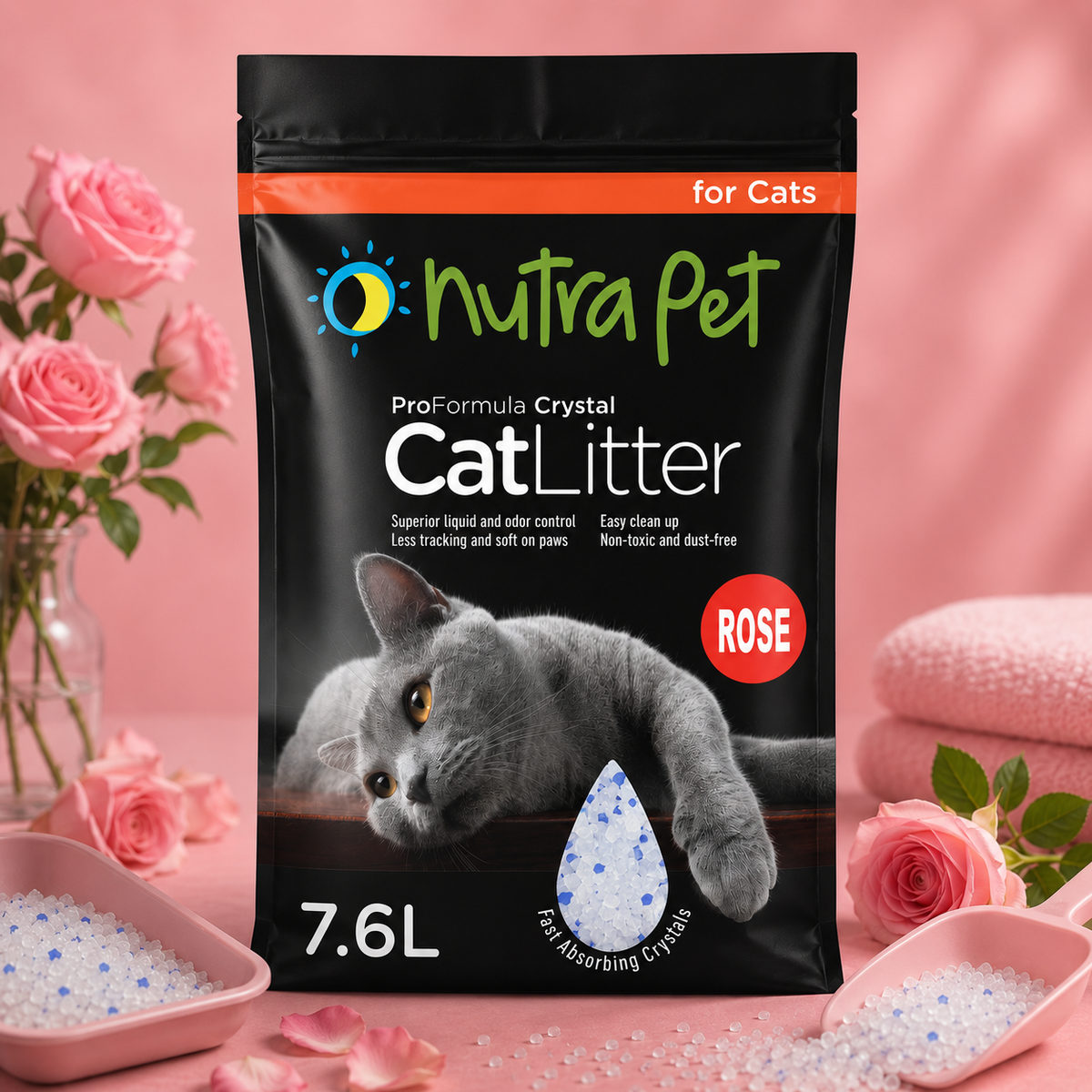 Nutrapet Cat Litter Silica Gel 7.6L- Rose Scent