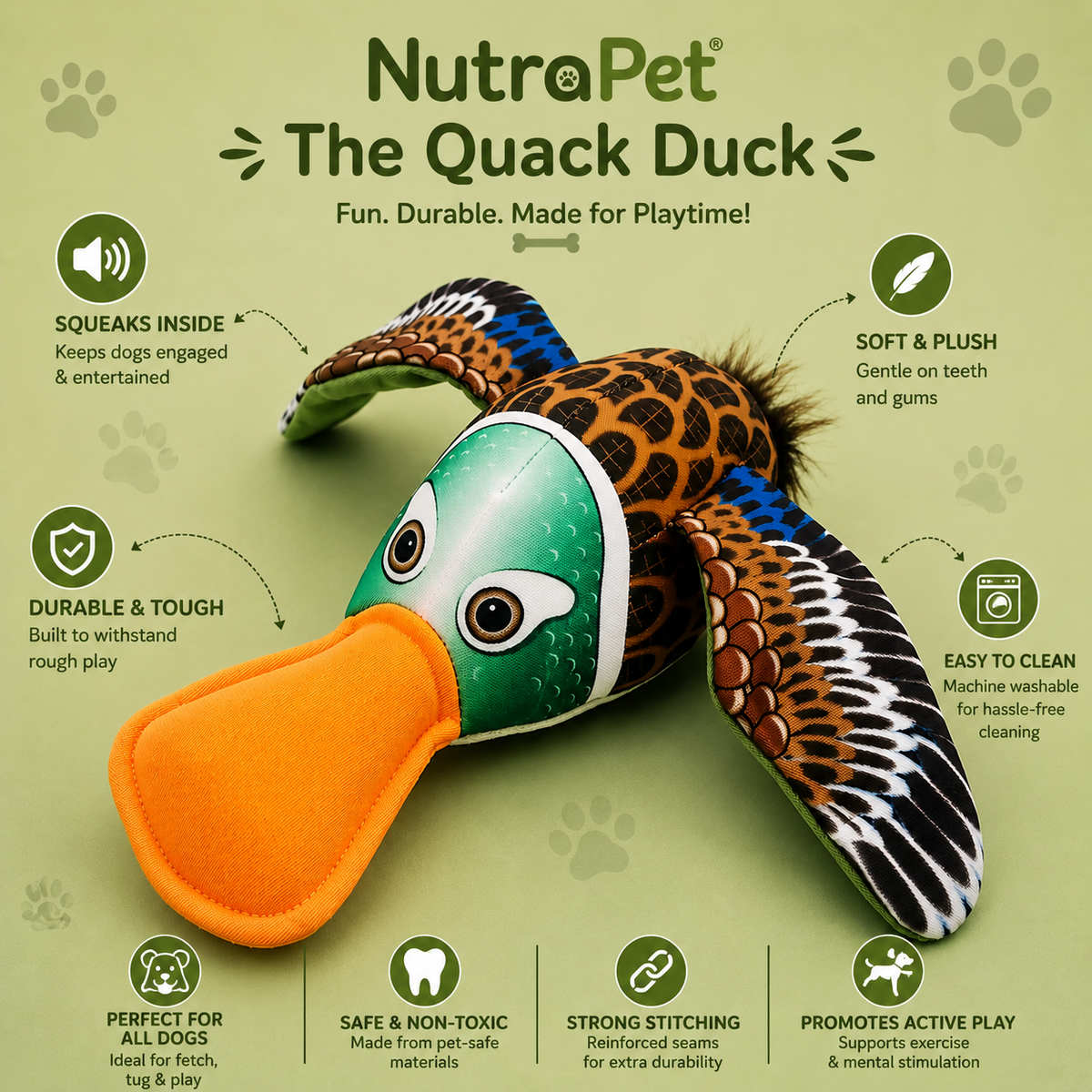 Nutrapet Quack Duck Dog Toy
