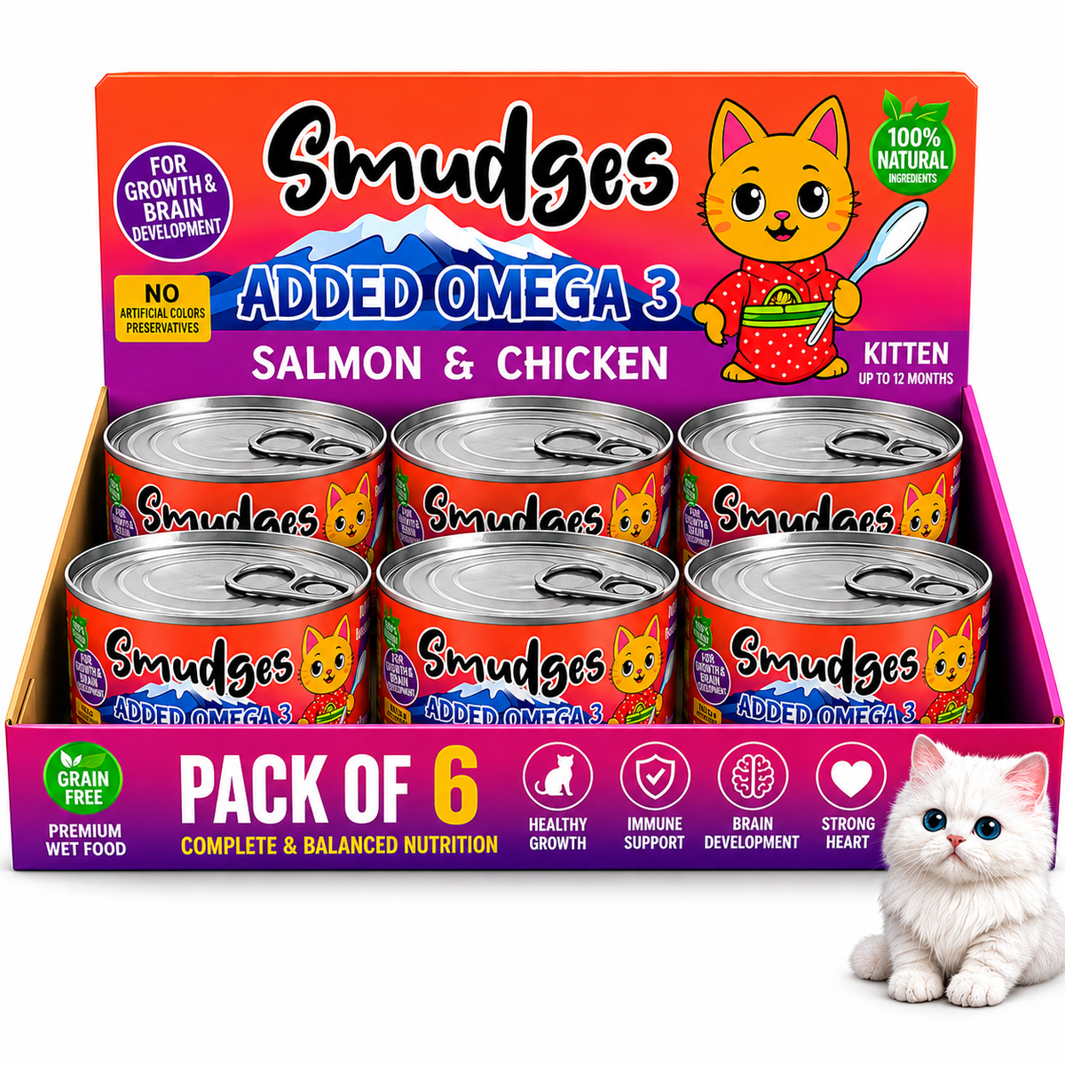 Smudges Kitten Salmon Pate Mixed with Shredded Chicken 60g