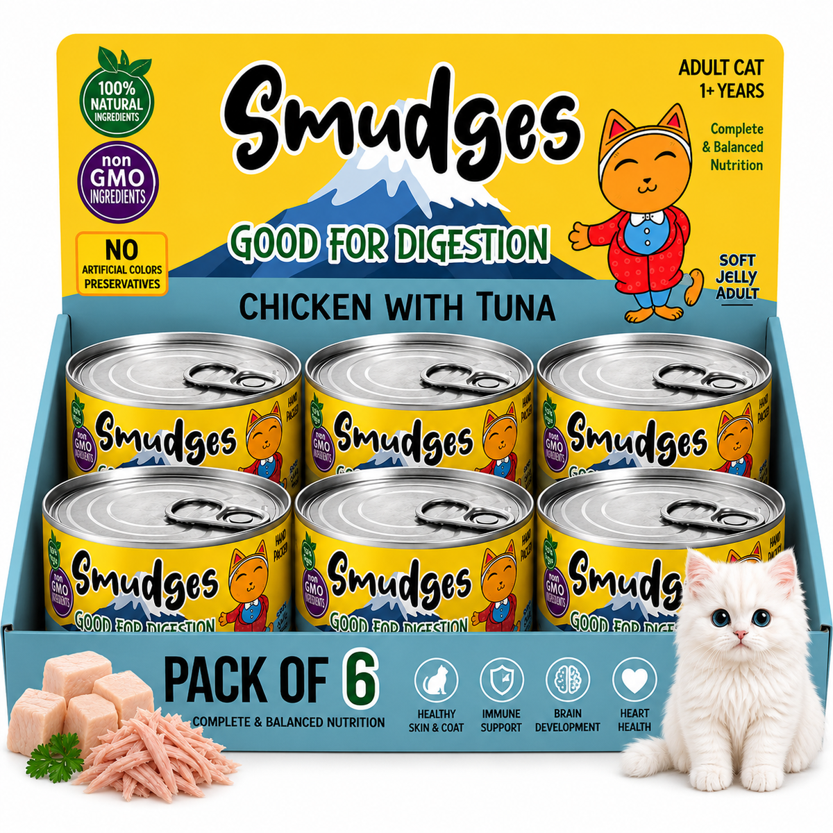 Smudges Adult Cat Chicken Flakes With Tuna In Soft Jelly 80g