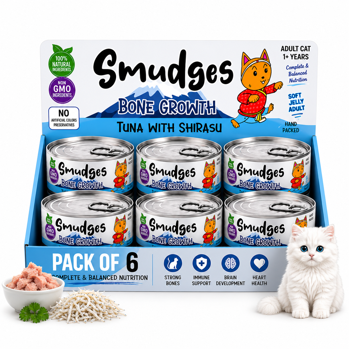 Smudges Adult Cat Tuna Flakes With Shirasu in Soft Jelly 80g