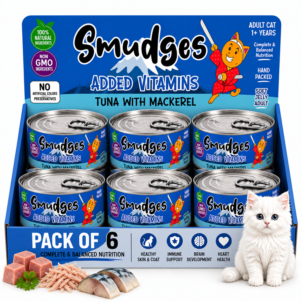 Smudges Adult Cat Tuna Flakes With Mackerel in Soft Jelly 80g