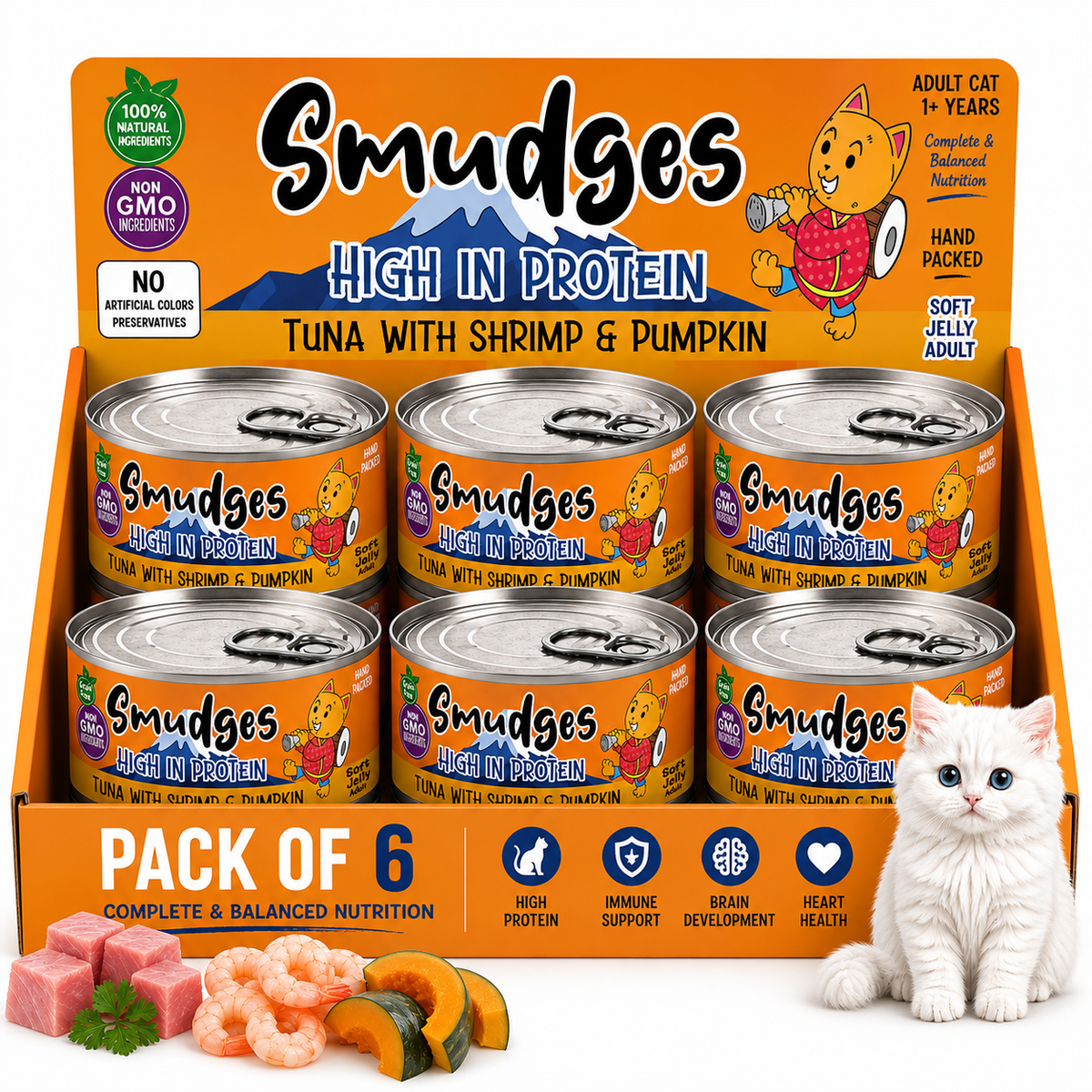 Smudges Adult Cat Tuna Flakes With Shrimp & Pumpkin in Gravy 80g