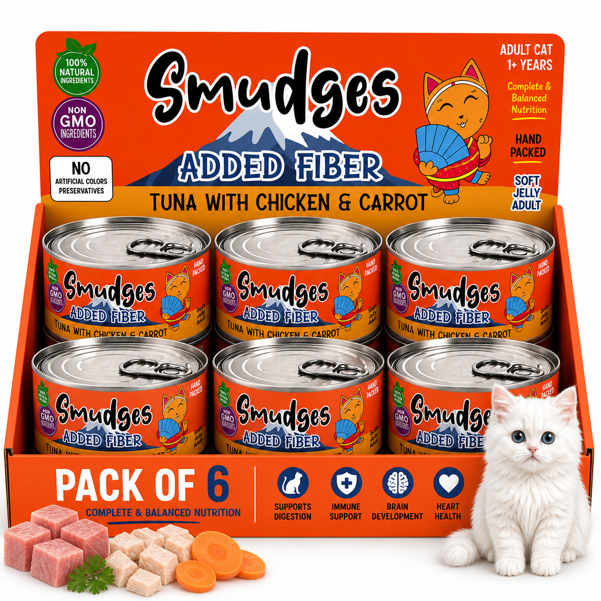 Smudges Adult Cat Tuna Flakes With Chicken & Carrot in Gravy 80g