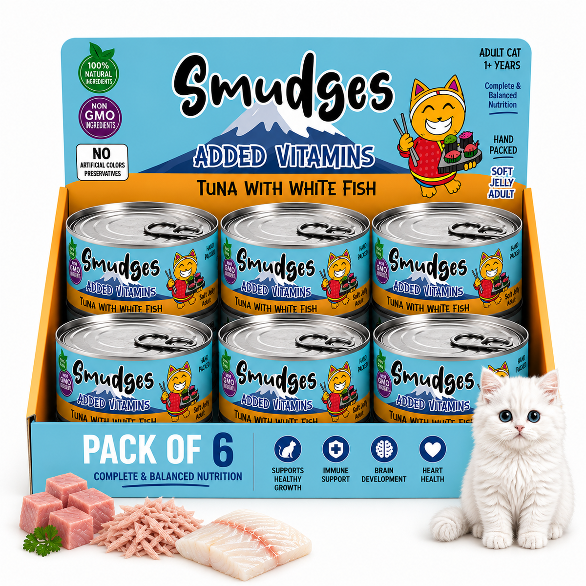 Smudges Adult Cat Wet Food – Tuna with White Fish in Gravy 80g