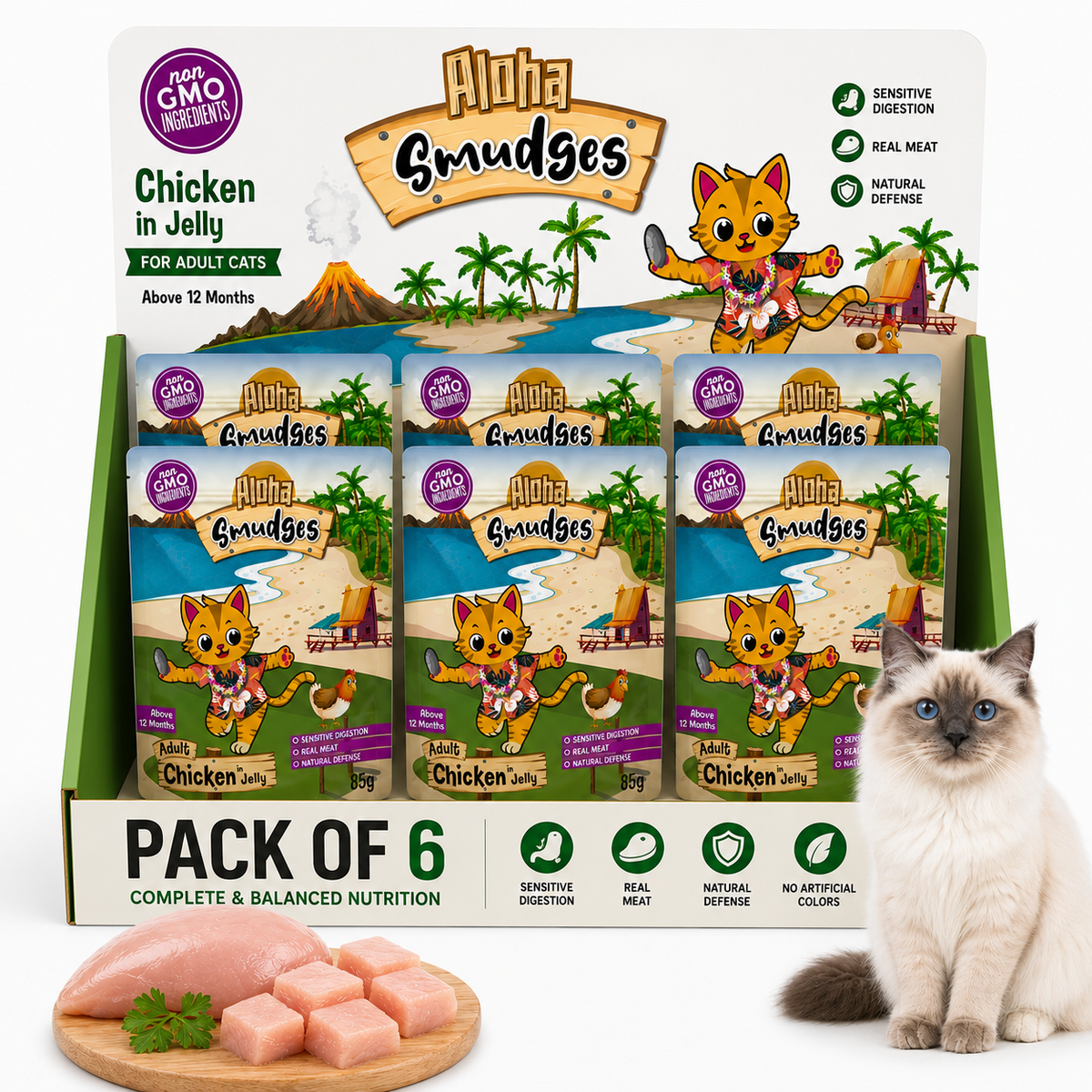 Aloha Smudges Chicken Adult Cat wet food in Jelly 85g Pouch