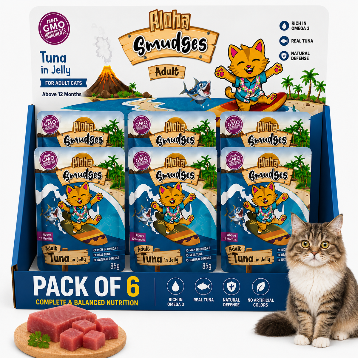 Aloha Smudges Tuna Adult Cat wet food in Jelly 85g Pouch