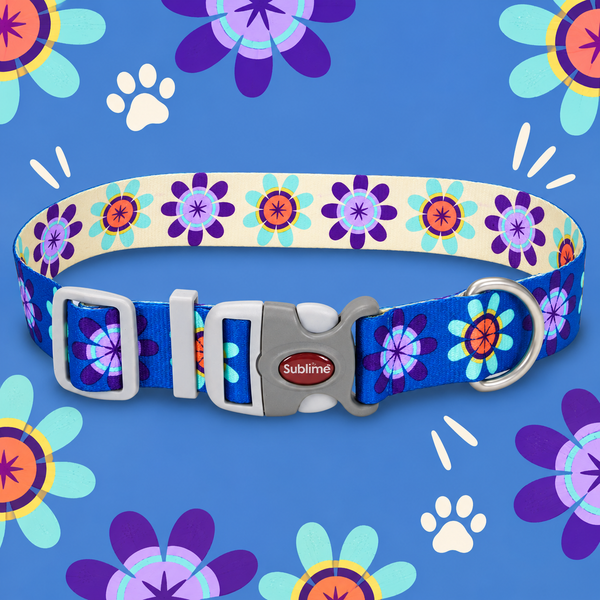 Coastal Pet Products Sublime Adjustable Dog Collar – Flowers, 1.5" x 18–26"