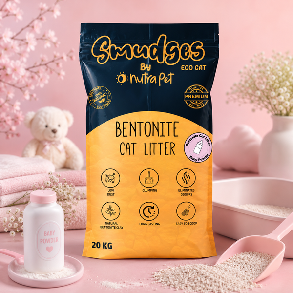 Smudges Eco cat Bentonite Clumping Cat Litter 20 Kgs - Baby Powder Scented