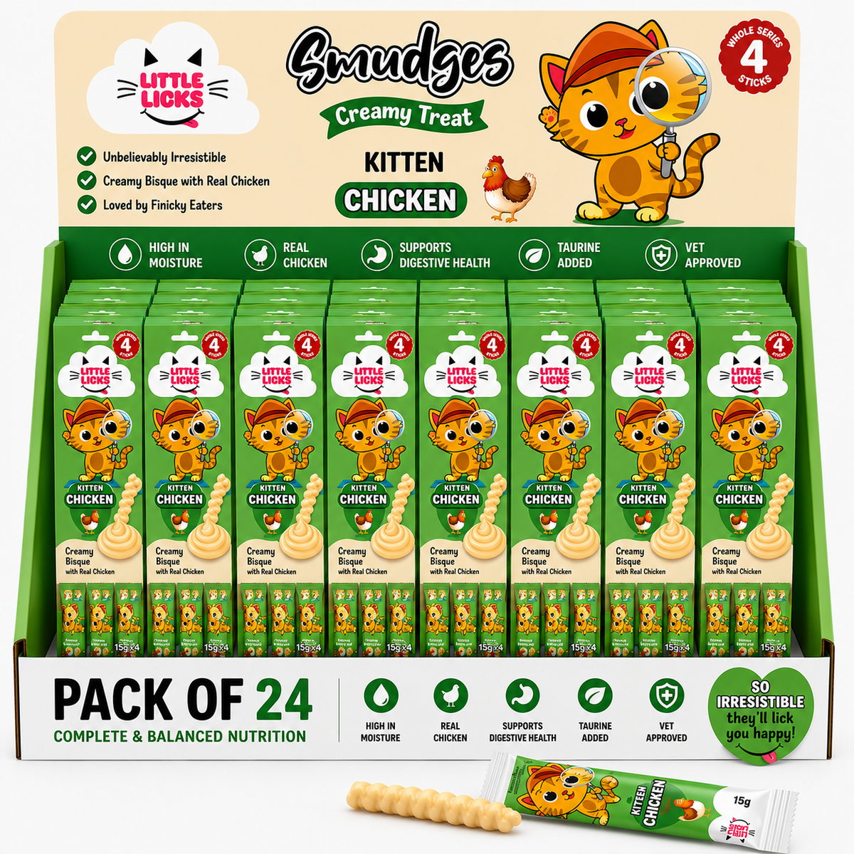 Smudges Little Licks Chicken Creamy Bisque Treats for Kitten Cat 4 x 15g