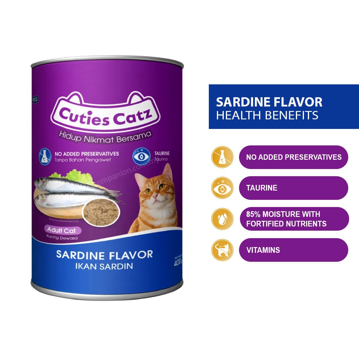 Cutie Catz Sardine Flavour Wet Cat Food Can 400g