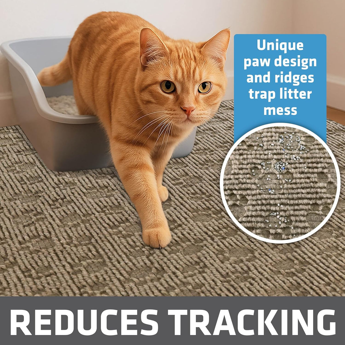 Drymate Premium Debossed Paw Litter Trapping Mat – Taupe (28 x 34 Inches)