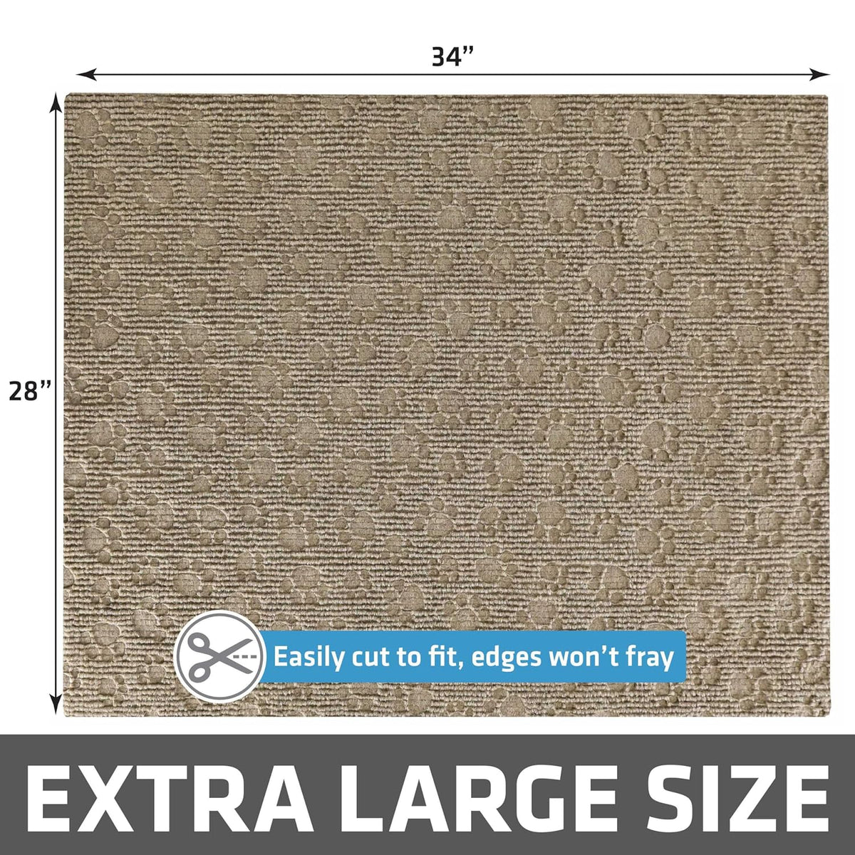 Drymate Premium Debossed Paw Litter Trapping Mat – Taupe (28 x 34 Inches)