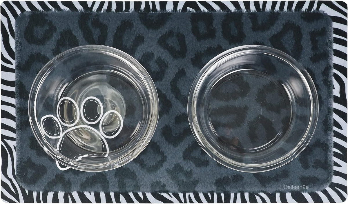 Drymate Pet Placemat – Black Leopard / Zebra Border (12 x 20 Inches)