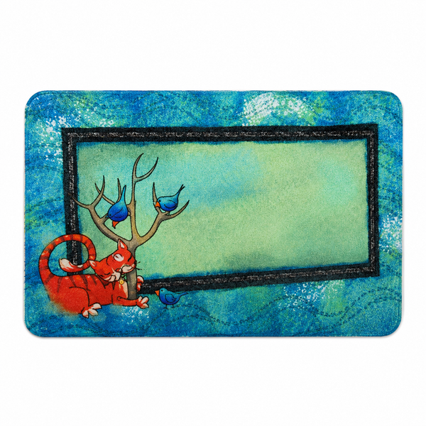 Drymate Cat Litter Mat – Blue Swirl Tree Kitty (20 x 28 Inches)