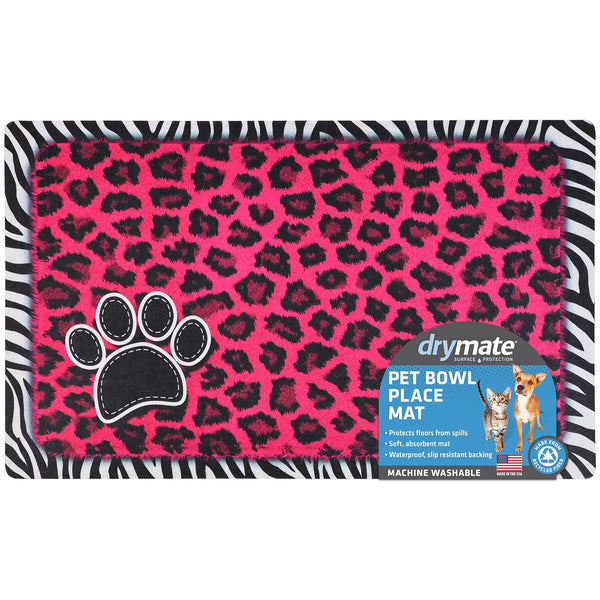 Drymate Pet Placemat – Pink Leopard / Zebra Border (12 x 20 Inches)