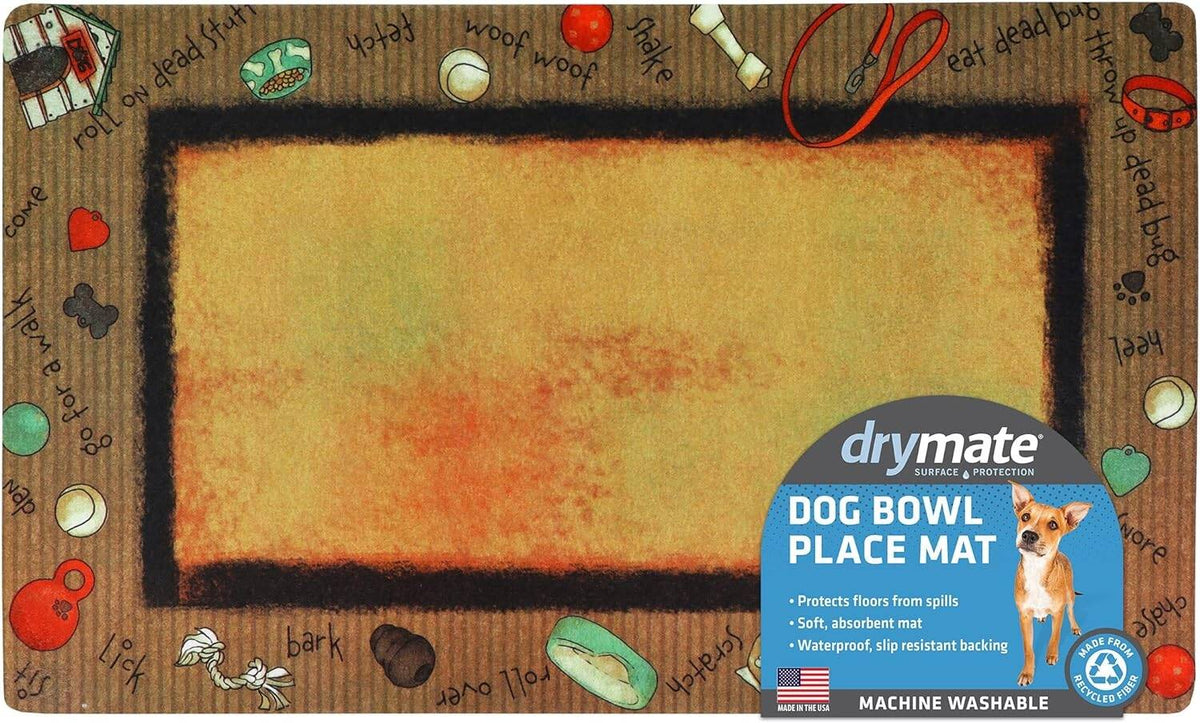 Drymate Pet Placemat – Bow Wow Border (12 x 20 Inches)